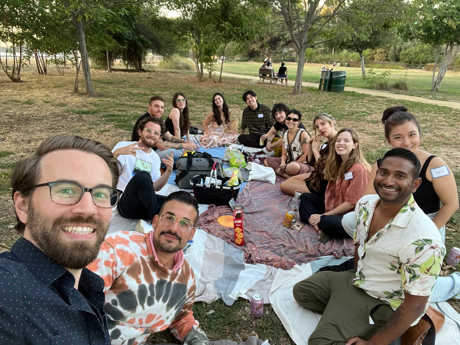 A group selfie from an LA creative picnic.
